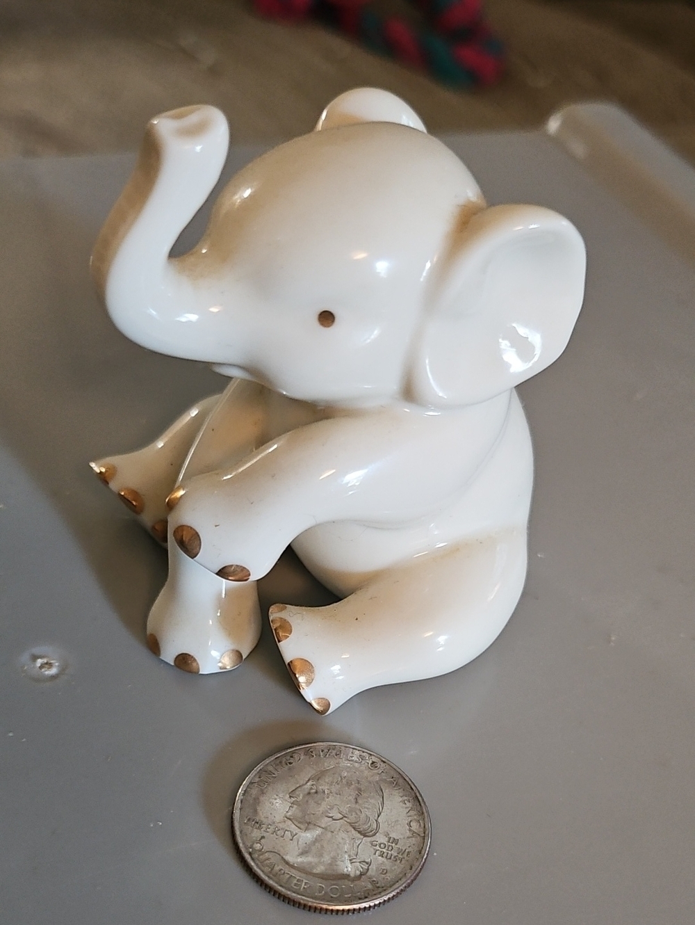 Lenox White Ceramic Elephant Figurine with Gold Accents